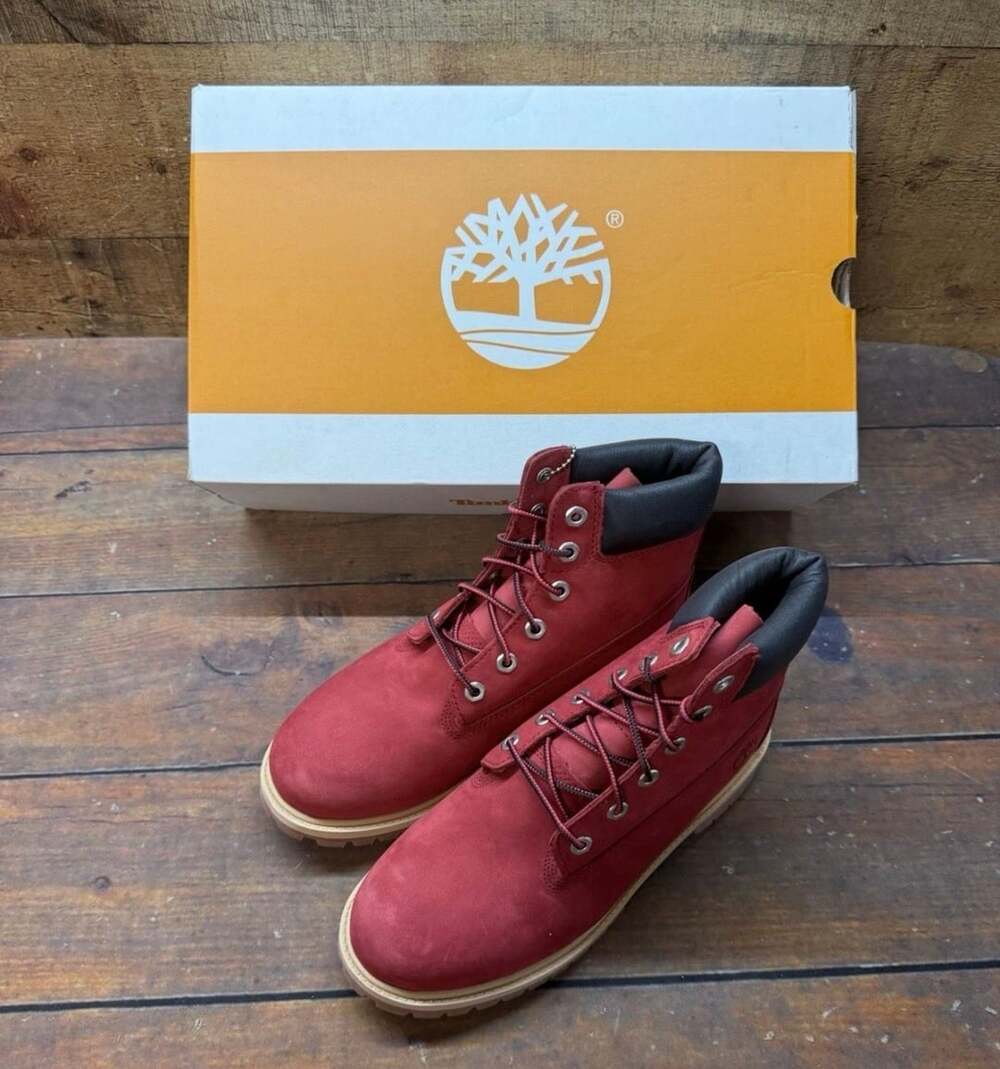 Timberland Prem 6 In Lace Waterproof Boot Size 6.5 Medium Red Nubuck